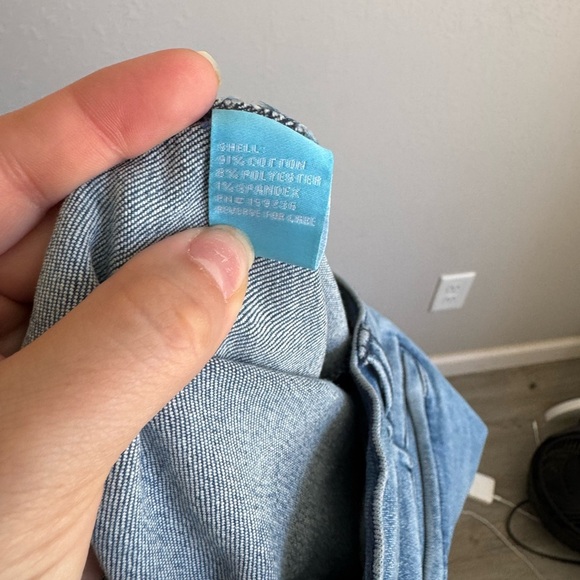 J.McLaughlin Mid Blue Denim Pin Stripe Faux Split Hem Straight Leg Jean Womens 0 - Picture 6 of 6